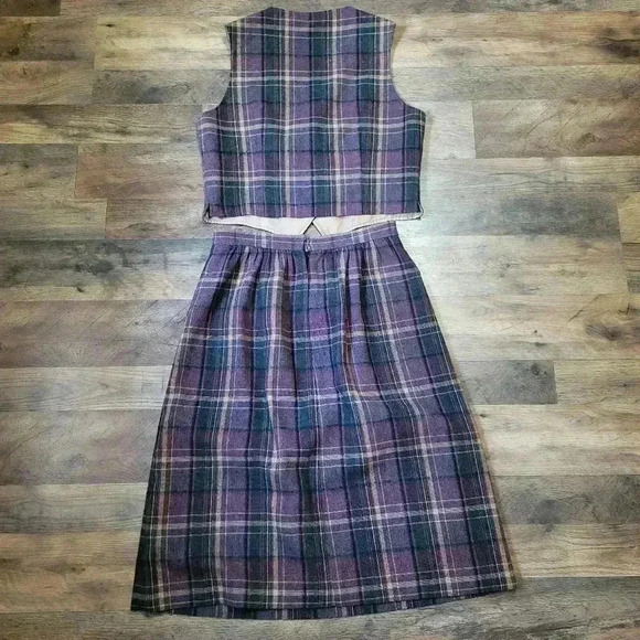 Vintage Handmade 2-Piece Plaid Buttondown Vest & Skirt Set Size Small - Picture 8 of 8